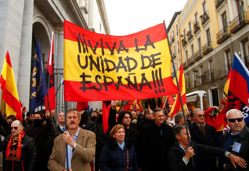 Franco supporters march against his exhumation on 44th anniversary of his death, in Madrid