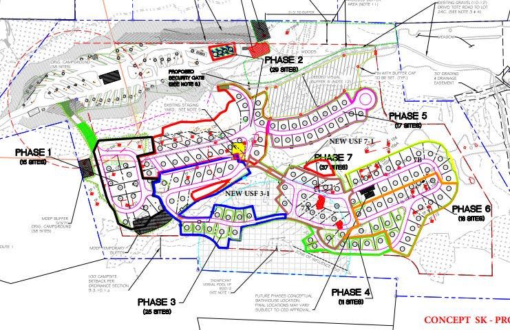 This graphic depicts the phases in which Bentley's Campground in Arundel, Maine, plans to expand.