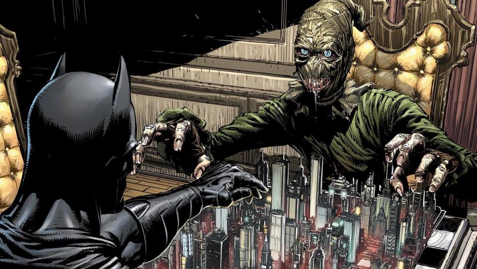 Batman confronts the Scarecrow, master of fear, in the pages of DC Comics.