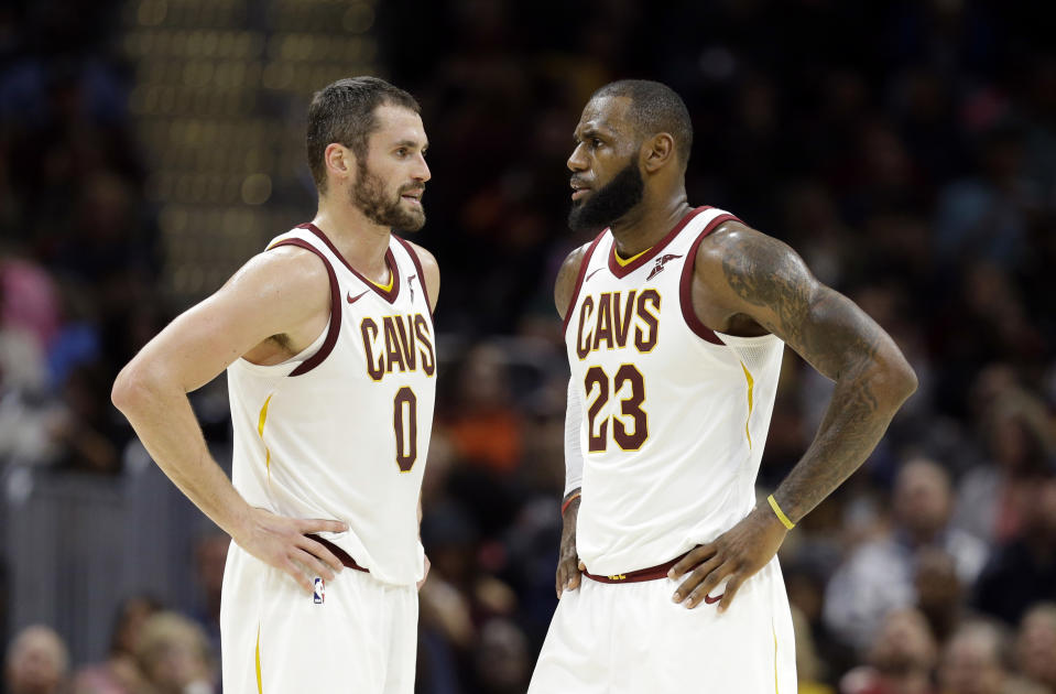 Kevin Love still has some hope that his days as LeBron James’ teammate aren’t over. (AP Photo)