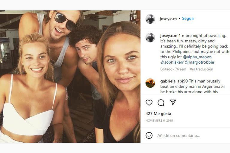 Margot Robbie junto a McNamara, en una foto de Instagram del productor, que se llenó de comentarios negativos, tras lo sucedido en nuestro país