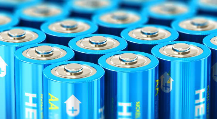 numerous blue-colored batteries lithium stocks