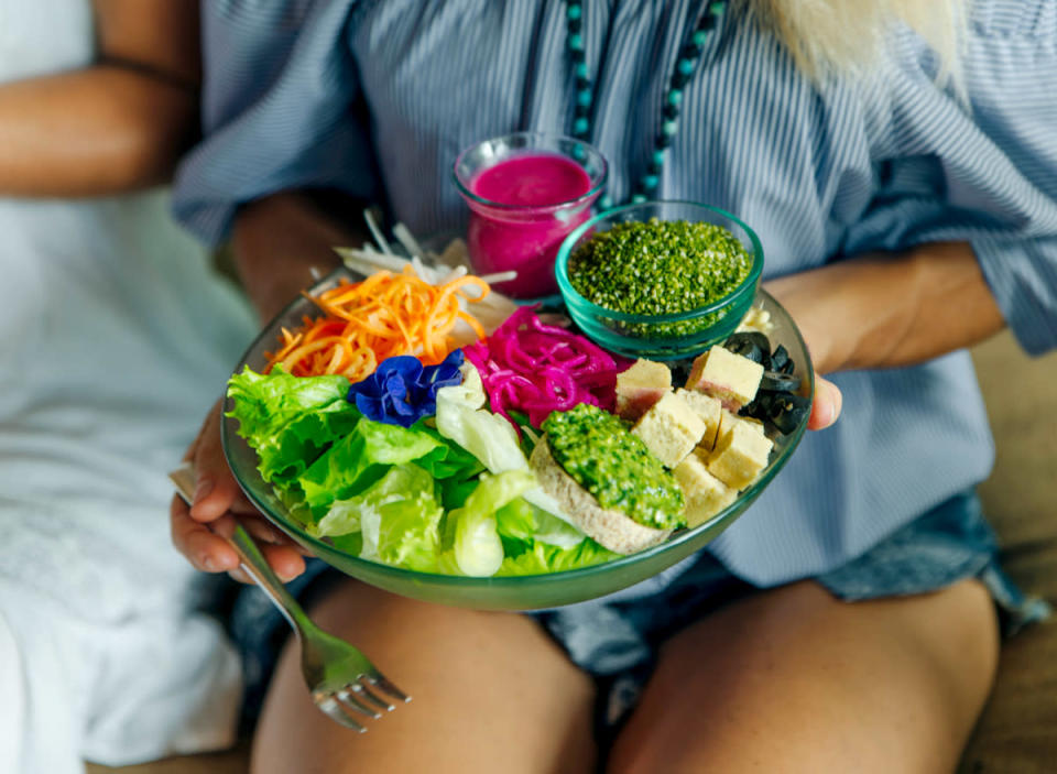 big healthy vegan salad with vegetables