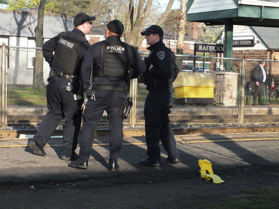 Police investigate after a body was found near the Radburn train station in Fair Lawn April 15, 2024.