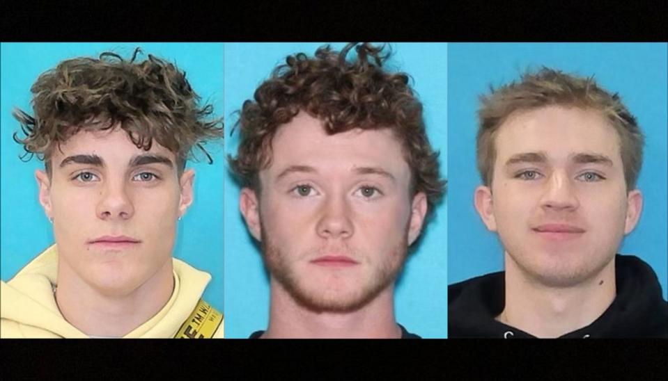 From left to right: Austin Kahle Weilacher, 21, Porter Rockwell Jacob Hamblin, 19, and Austin Timbrell Benson, 20, have been arrested for investigation of 10 counts of theft by deception, 10 counts of forgery, and 10 counts of odometer fraud with intent to defraud.
