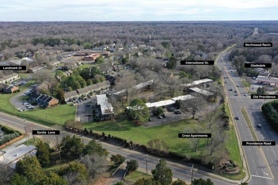 Three developers filed separate rezoning petitions seeking to breathe fresh life into an area along Providence Road in south Charlotte. Plans call for a 100,000 square-foot grocer. Image courtesy of Levine Properties