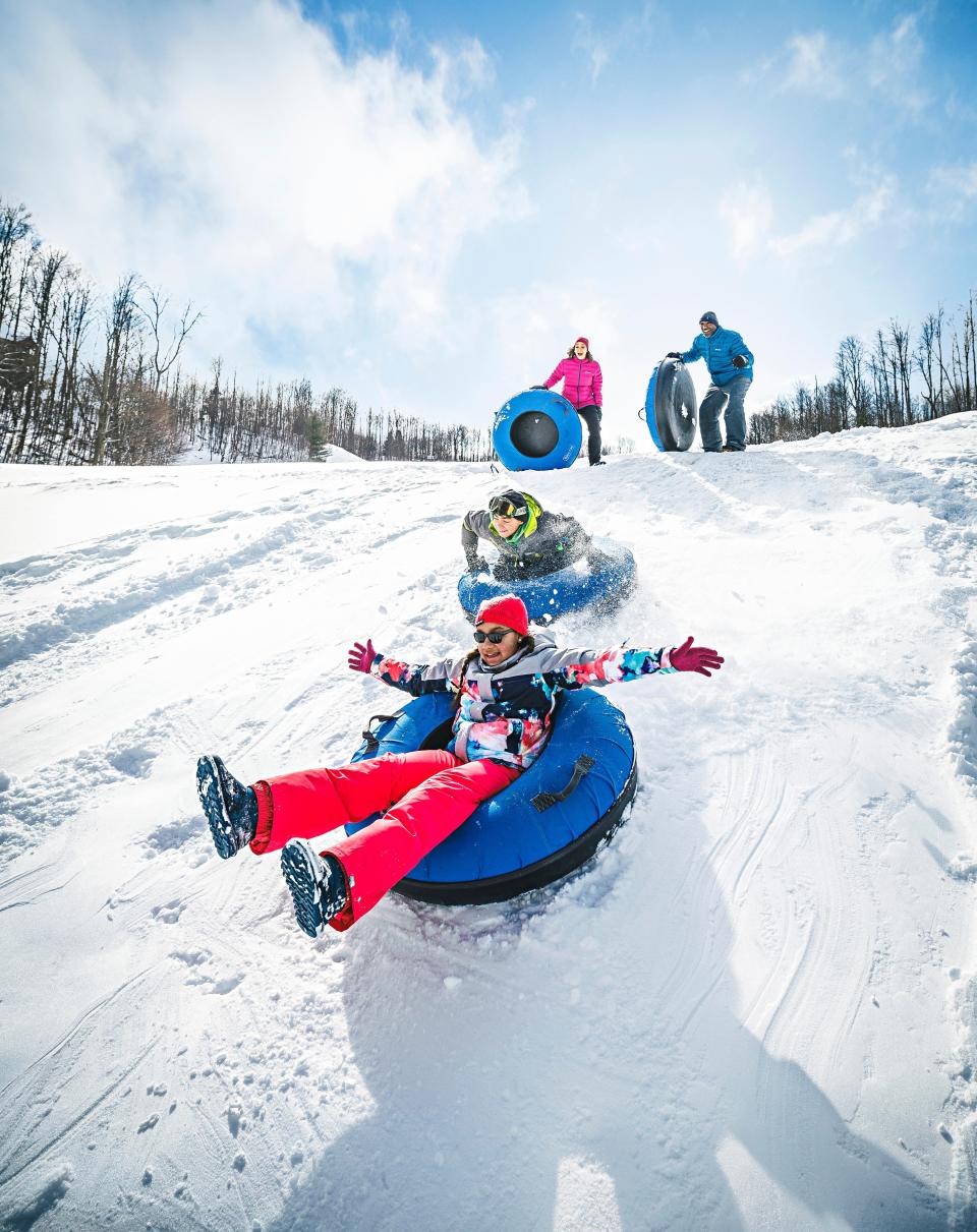 Tubbing at Treetop Resort in Gaylord, Michigan.