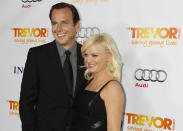 Actor Will Arnett (L) and his wife actress Amy Poehler arrive at The Trevor Project's "Trevor Live" fundraising dinner in Hollywood December 4, 2011. The Trevor Project provides crisis intervention and suicide prevention services to lesbian, gay, bisexual and transgender young people under the age of 24. REUTERS/Fred Prouser (UNITED STATES - Tags: ENTERTAINMENT SOCIETY)