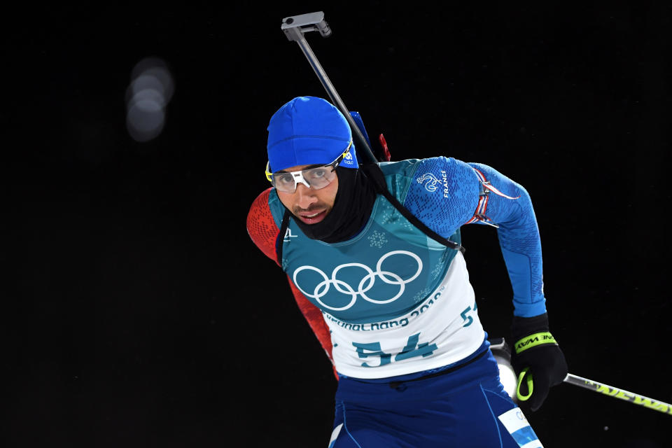 <p>Grosse déception pour Martin Fourcade, en difficulté, qui termine 8e du sprint. (crédit Getty) </p>