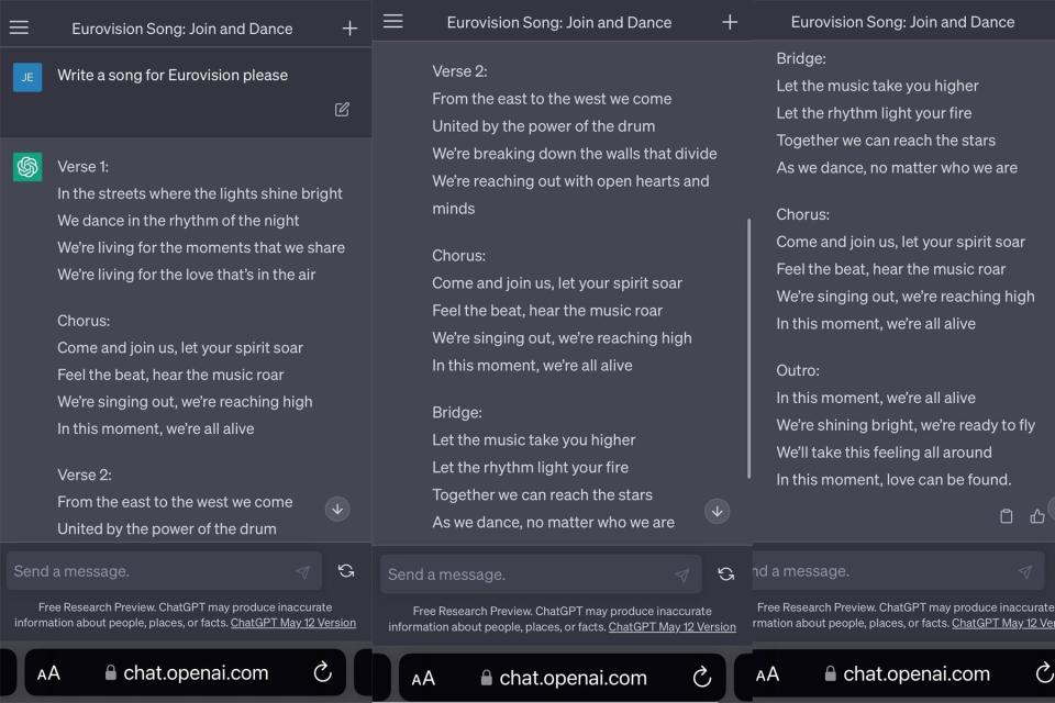 A Eurovision song written by ChatGPT.