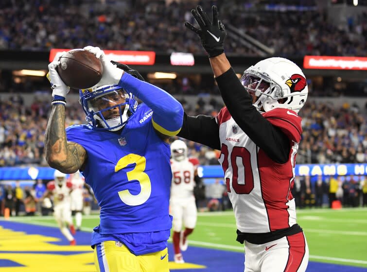 Rams receiver Odell Beckham Jr. pulls in touchdown catch in front of Cardinals cornerback Marco Wilson