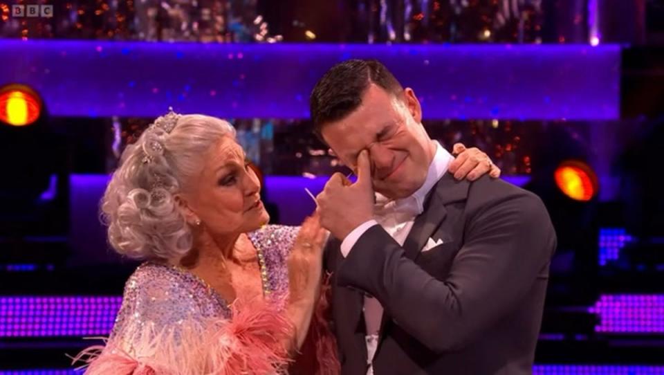 Strictly’s Angela Rippon makes Kai Widdrington cry as she exits competition (Strictly Come Dancing/BBC)