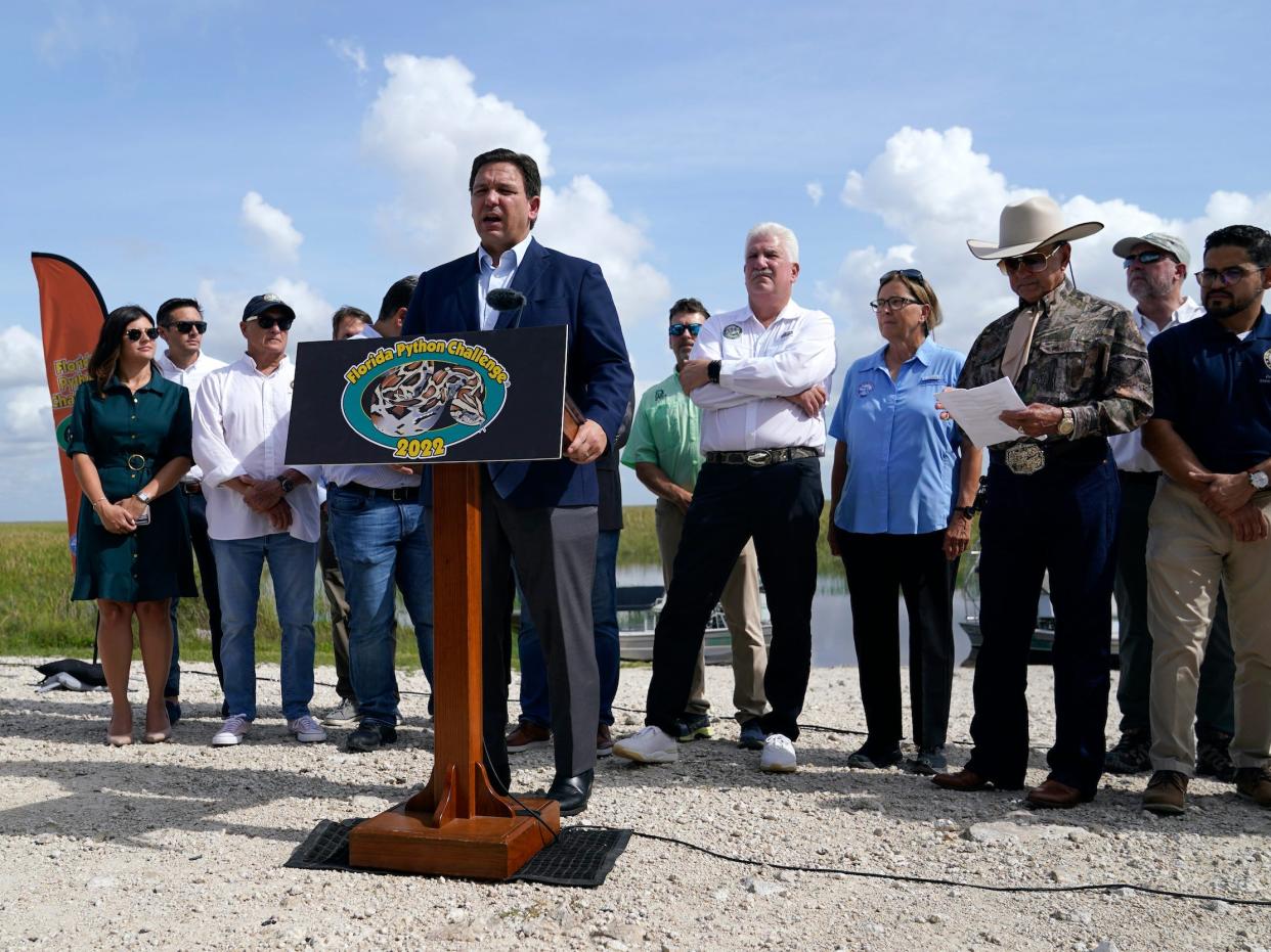 Florida Gov. Ron DeSantis, speaks at a media event, Thursday, June 16, 2022, confirmed the state wouldn't be ordering COVID-19 shots for children under 5.