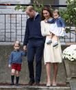 <p>For a children's party in Canada, Kate opted for a cream knit dress by See by Chloé. Mixing designer and high street accessories, she also wore a waist-cinching Acne Studios belt and espadrille wedges from budget-friendly store, Monsoon. <i>[Photo: PA]</i> </p>