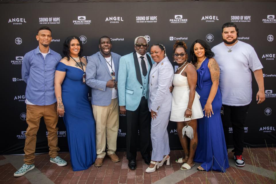 The Martin family at the "Sound of Hope" premiere. From left: Tyler Martin, Terri O’Toole, Princeton Martin, the Rev. W.C. Martin, wife Donna  Martin, La'Donna Martin-Stevenson, Mercedes Martin and Josh Martin.