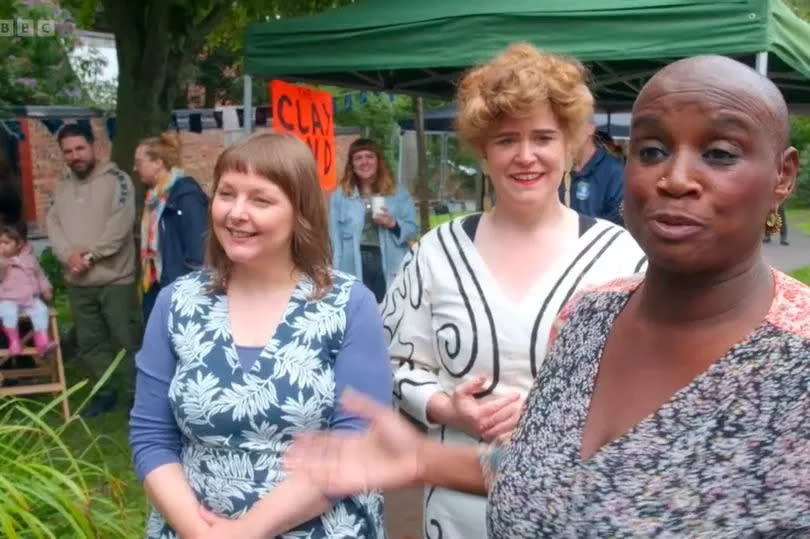 Fabulous Feasts presenter Andi Oliver with the Portland Inn Project founders Anna Francis and Rebecca Davies -Credit:BBC