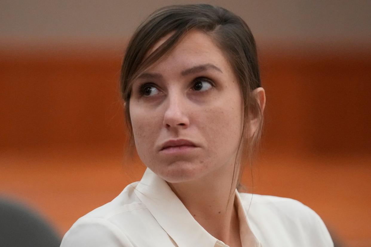 <p>AP Photo/Rick Bowmer</p> Kouri Richins at her bail hearing, June 12, 2023 in court in Park City, Utah.