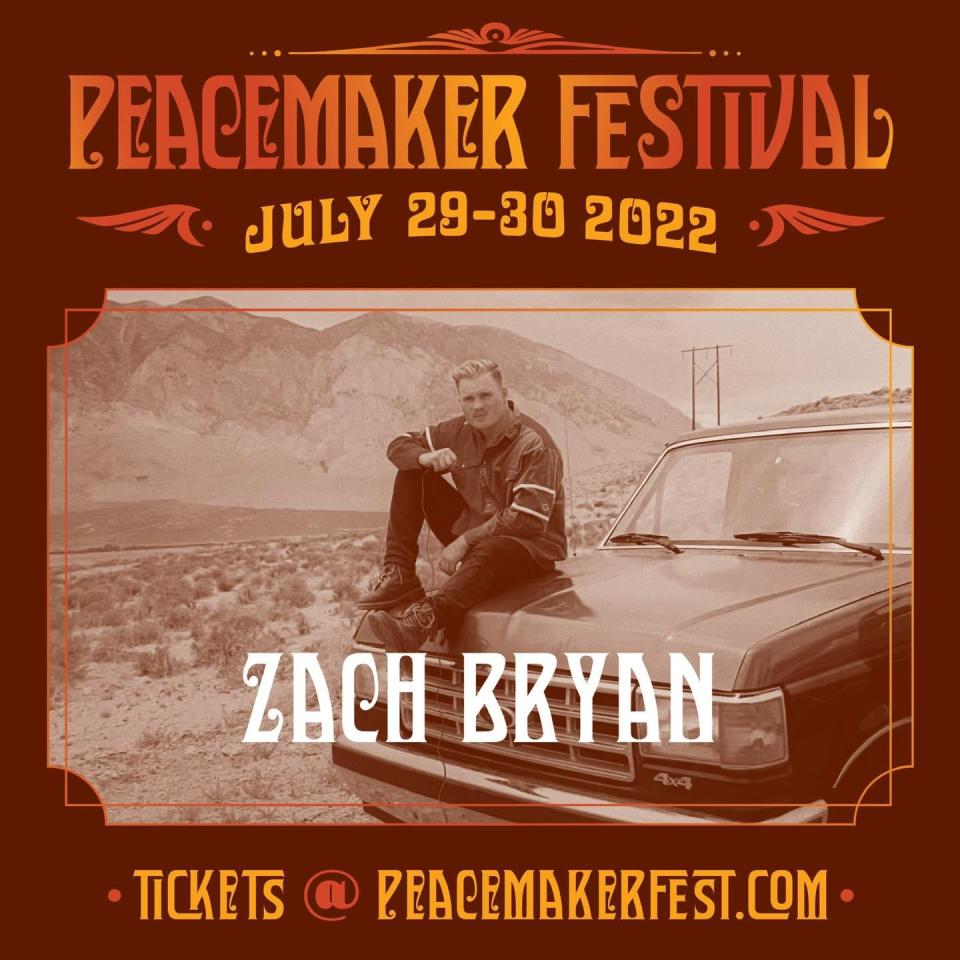 Zach Bryan will perform at the Peacemaker Festival in downtown Fort Smith on July 29, 2022.