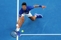 Tennis - Australian Open - First Round - Melbourne Park, Melbourne, Australia, January 15, 2019. Serbia’s Novak Djokovic in action during the match against Mitchell Krueger of the U.S. REUTERS/Lucy Nicholson