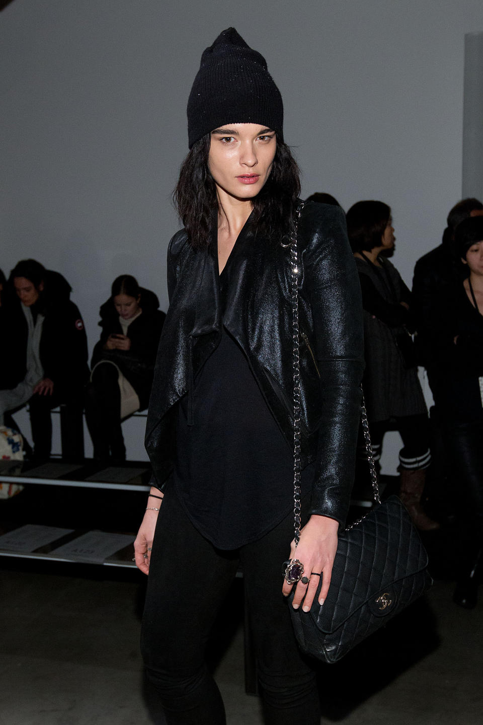 Model Crystal Renn attends the Fall 2013 Helmut Lang Runway Show on Friday, Feb., 8, 2013 during Fashion Week in New York. (Photo by Dario Cantatore/Invision/AP)