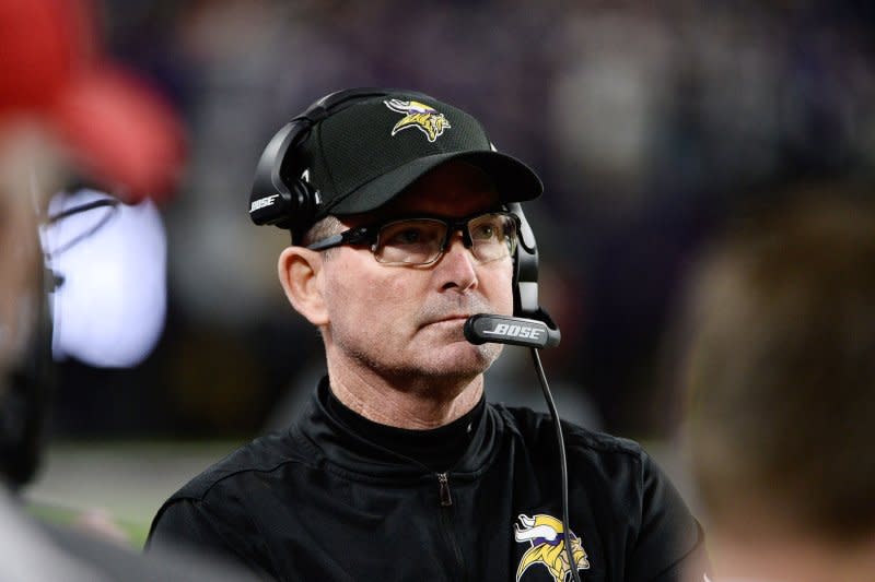 Former Minnesota Vikings head coach Mike Zimmer previously worked with the Atlanta Falcons, Cincinnati Bengals and the Dallas Cowboys. File Photo by Brian Kersey/UPI