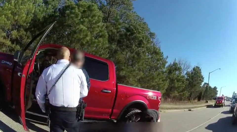 Screenshot from bodycam video taken the moment after the shooting death of Jason Walker in North Carolina. 