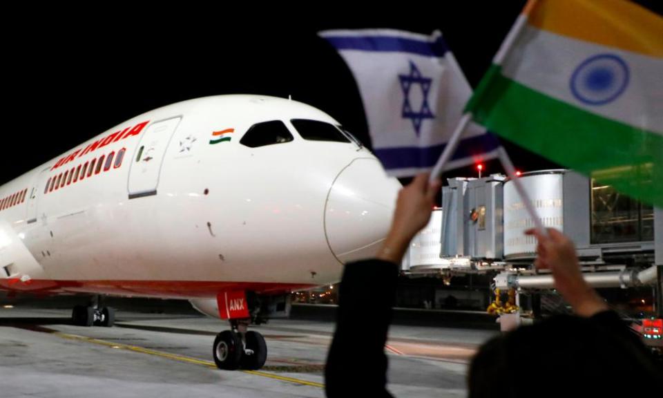 The Air India Boeing Dreamliner arrives at Ben Gurion airport in Israel