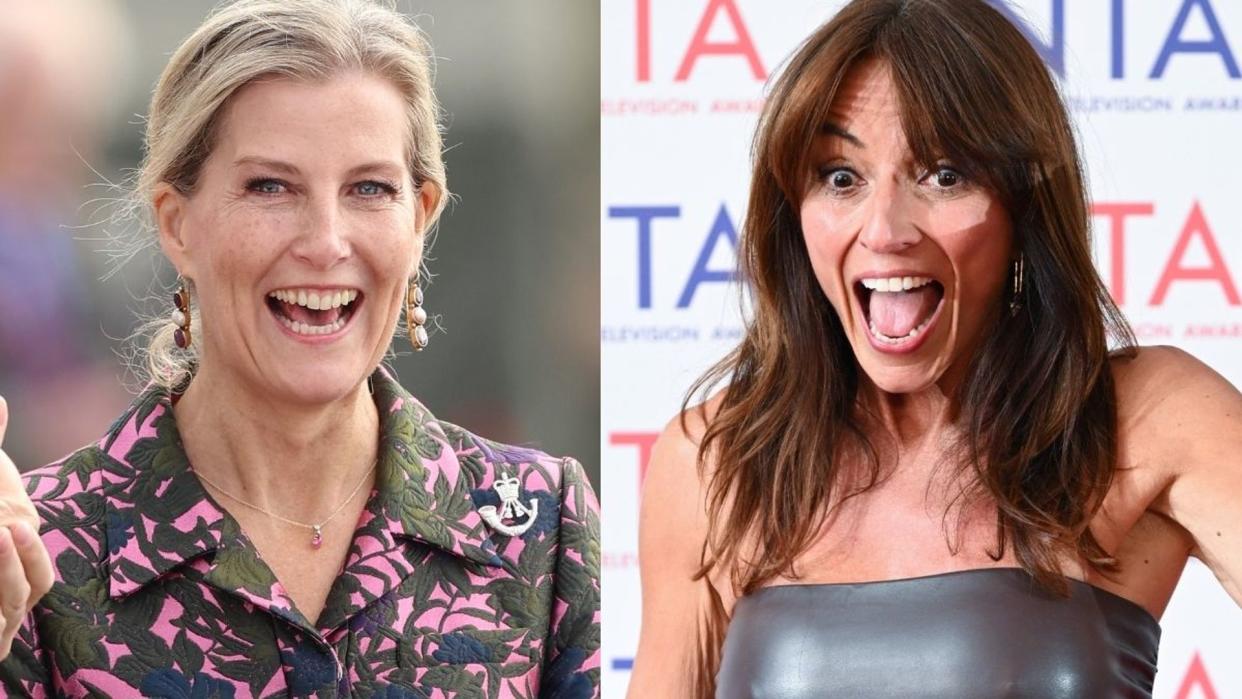 Split screen photo of Davina McCall and Sophie Edinburgh looking excited