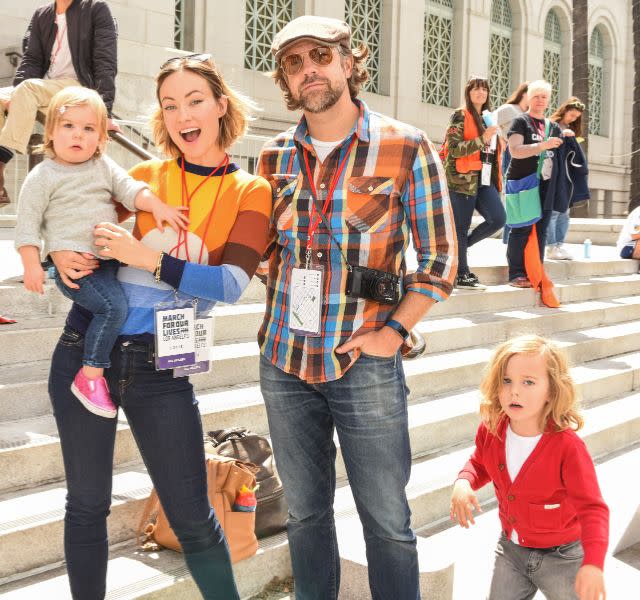 LOS ANGELES, CA – MARCH 24: Olivia Wilde, Jason Sudeikis and Otis Sudeikis, Daisy Sudeikis attends March For Our Lives Los Angeles on March 24, 2018 in Los Angeles, California. (Photo by Presley Ann/WireImage)