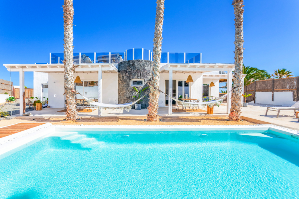 The pool area at Lanzarote Retreats' Eco Beach Villa