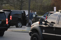 A motorcade with President-elect Joe Biden aboard arrives at Delaware Orthopaedic Specialists to see a doctor, Sunday, Nov. 29, 2020, in Newark, Del. Biden slipped while playing with his dog Major, and twisted his ankle. (AP Photo/Carolyn Kaster)