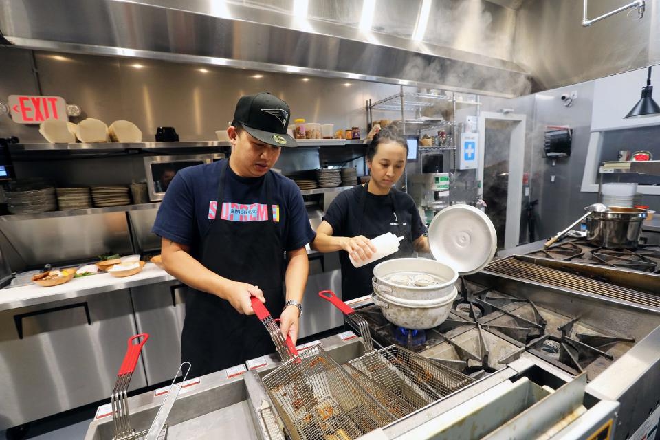 Ton and May Sonta work together in the new Five 81° NE Thai restaurant in Portsmouth, where they cook dishes with a family history.