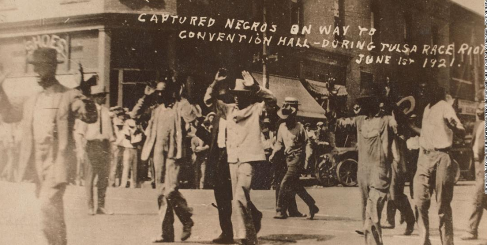 An image from the 1921 race riots in Tulsa, Oklahoma.