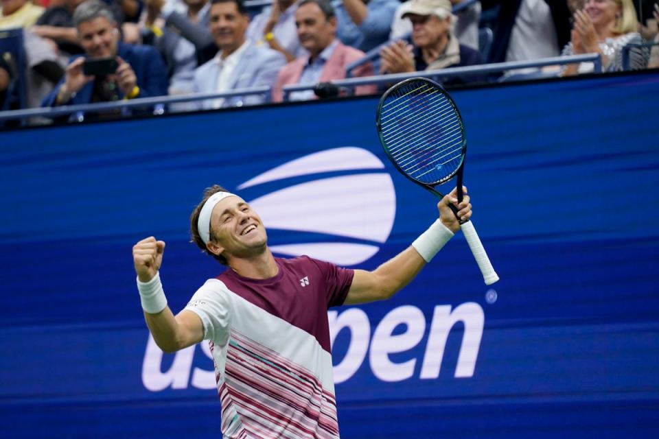 Casper Ruud (pictured) beat Matteo Berrettini in New York (Seth Wenig/AP) (AP)