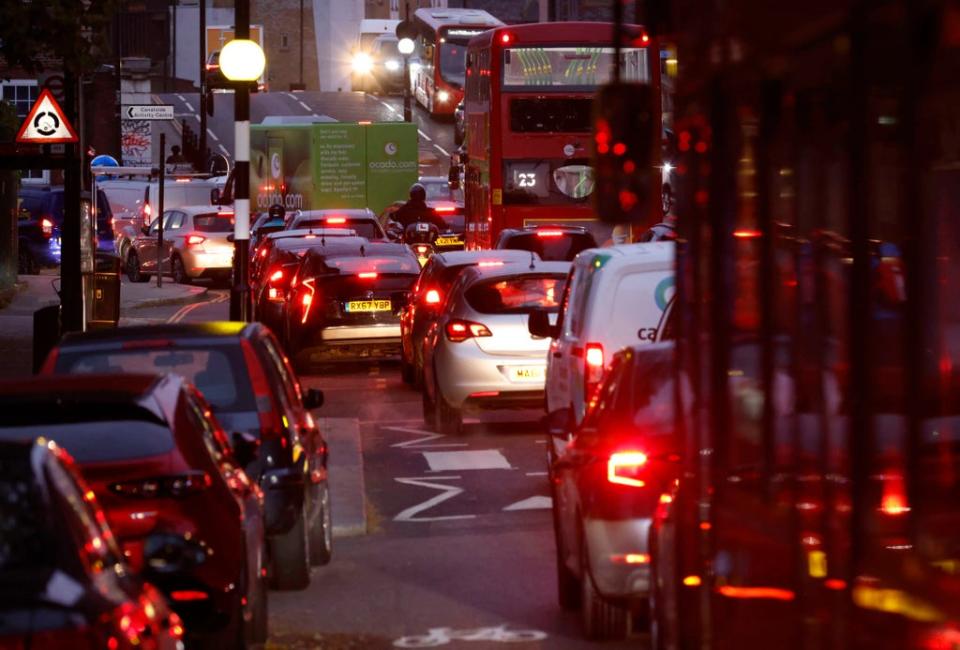 Motorists queue for fuel at Sainsbury’s in Ladbroke Grove on Tuesday morning (Nigel Howard)