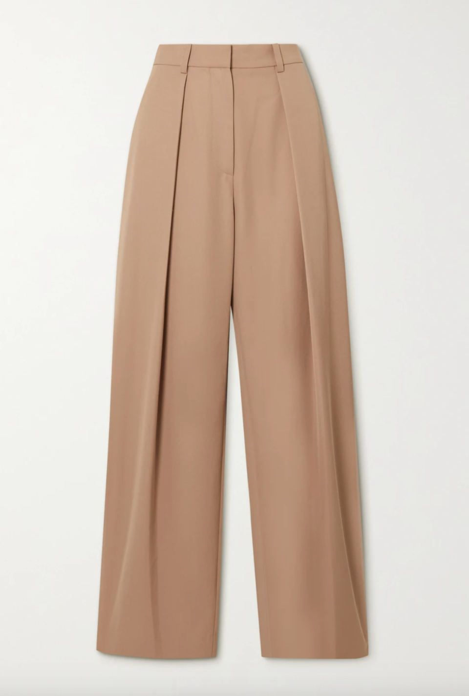 Pleated Twill Wide-Leg Pants