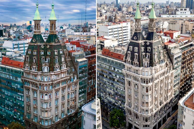 El antes y después de las tareas de restauración y puesta en valor que se hicieron en el Otto Wulff, un edificio de más de 60 metros en pleno centro porteño