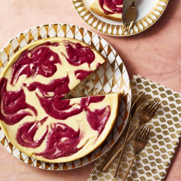 10) Cranberry Swirl Cheesecake