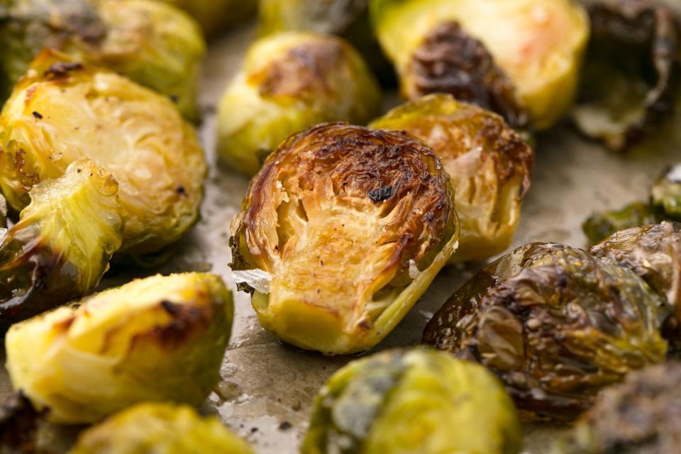 <p>One of the best ways to <a href="https://www.delish.com/cooking/g1409/brussels-sprouts-recipes/" rel="nofollow noopener" target="_blank" data-ylk="slk:prepare Brussels sprouts;elm:context_link;itc:0" class="link ">prepare Brussels sprouts</a> is to roast them. It’s super-easy: Toss the sprouts in a little olive oil, spread them on a baking sheet, and throw them in the oven to hang out for 30 minutes. The oven’s high dry heat will bring out all those delicious nutty flavors, rendering the sprouts soft and tender in the middle and leaving the outer leaves crispy and delicious.</p><p>Get the <strong><a href="https://www.delish.com/cooking/recipe-ideas/recipes/a55335/best-roasted-brussel-sprouts-recipe/" rel="nofollow noopener" target="_blank" data-ylk="slk:Roasted Brussels Sprouts recipe;elm:context_link;itc:0" class="link ">Roasted Brussels Sprouts recipe</a></strong>.</p>