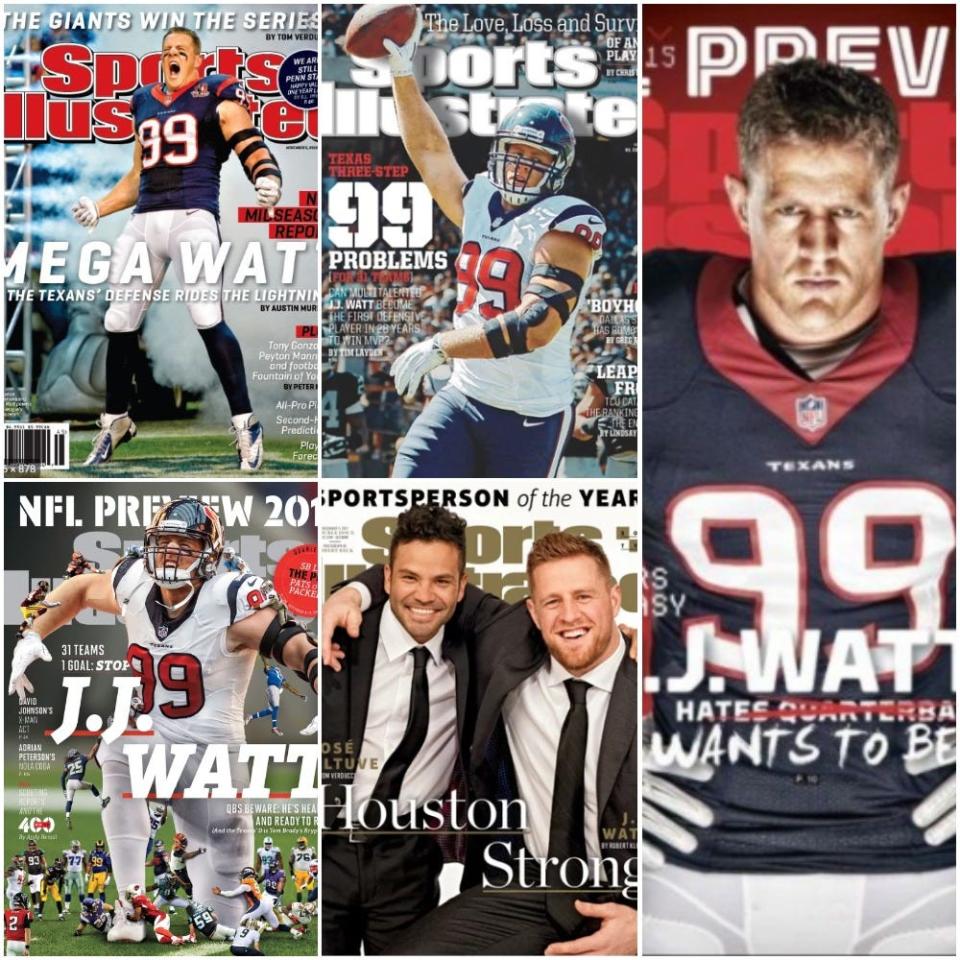 J.J. Watt has appeared on five Sports Illustrated covers.