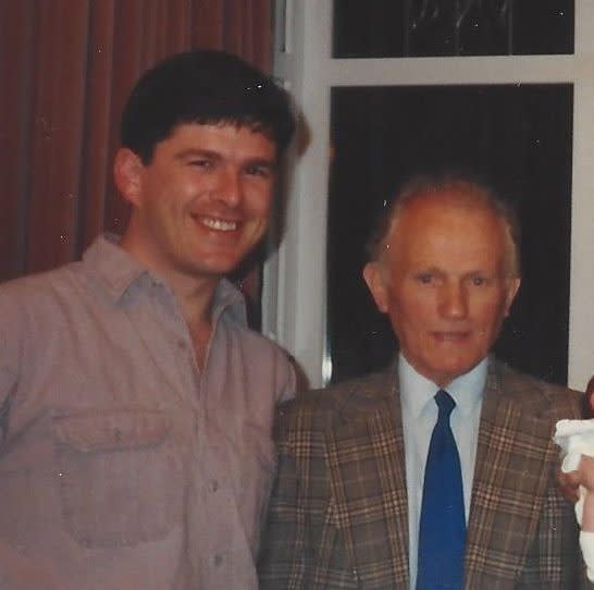 Hester (left) was raised in Leeds by parents (his father is pictured) who had emigrated from Ireland