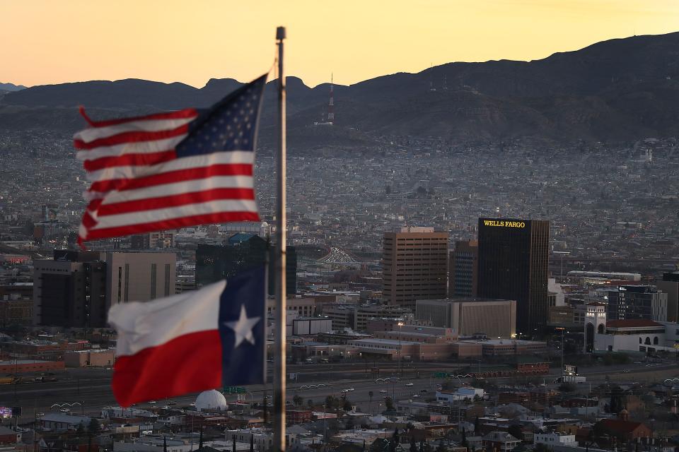 The skyline of El Paso, Texas, and Juárez, Mexico, is seen Jan. 19, 2019, in El Paso.