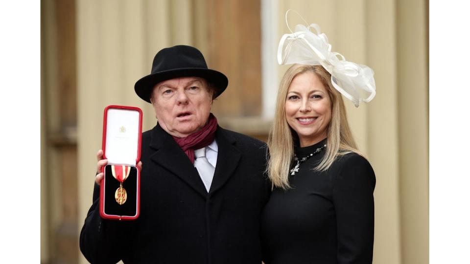 LONDON, UNITED KINGDOM - FEBRUARY 4:  Singer, songwriter and musician Sir Van Morrison at Buckingham Palace, London, with daughter Shana Morrison after he was knighted by the Prince of Wales on February 4, 2016 in London, England. (Photo by Yui Mok - WPA Pool /Getty Images)