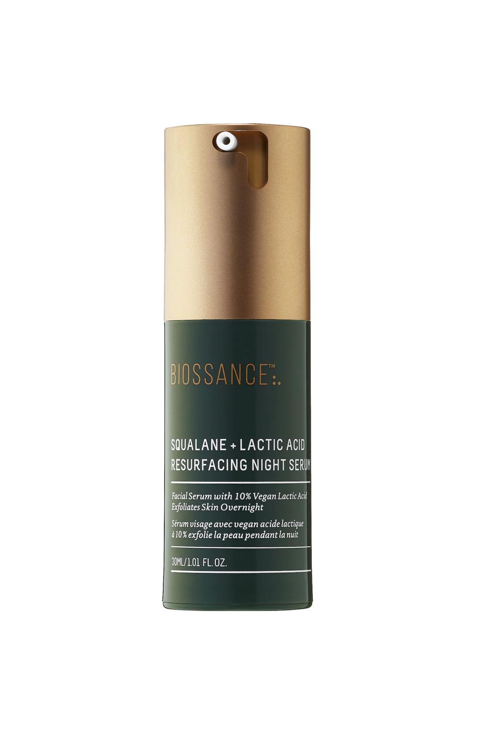 3) Squalane + 10% Lactic Acid Resurfacing Night Serum