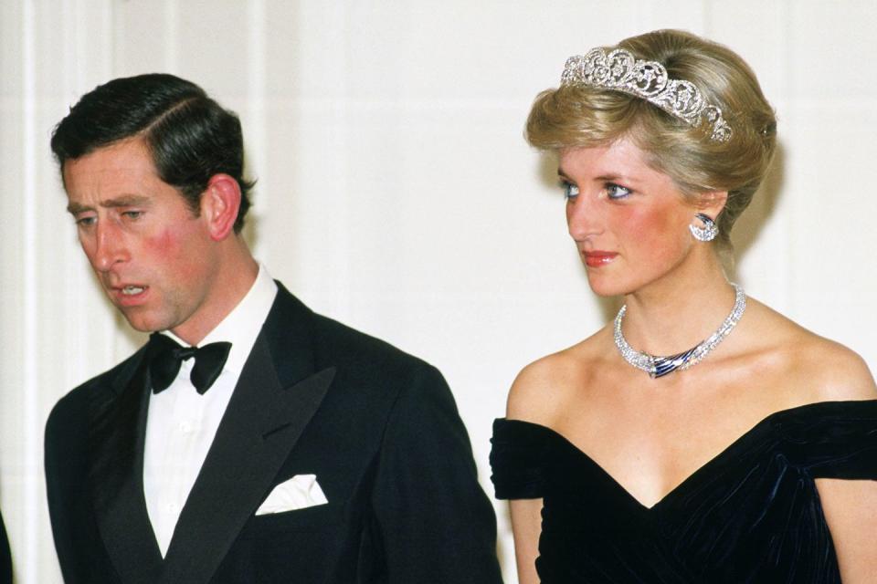 <p>Royal women are not supposed to show cleavage. Princess Diana's iconic fashion didn't always <a href="https://www.goodhousekeeping.com/beauty/fashion/news/a44343/diana-cleavage-bags/" rel="nofollow noopener" target="_blank" data-ylk="slk:fit the bill;elm:context_link;itc:0;sec:content-canvas" class="link ">fit the bill</a>, which is why she always used her clutch to cover up as she was climbing out of cars.</p>