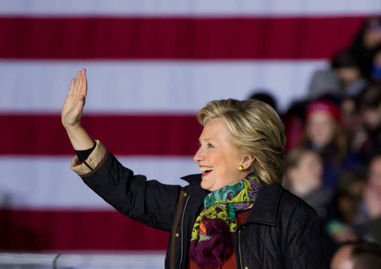 Democratic presidential candidate Hillary Clinton arrives for a rally in Philadelphia, Pennsylvania on October 22, 2016