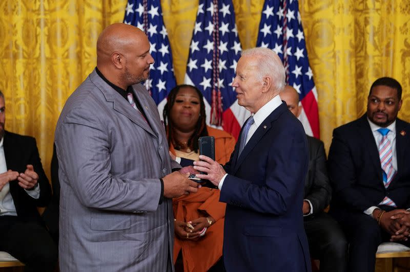 U.S. President Biden awards Presidential Citizens Medals during White House ceremony marking two years since January 6 attack on U.S. Capitol in Washington