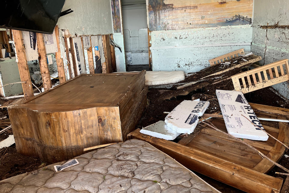 The Faraway Inn in Cedar Key, Fla., following the passage of Hurricane Idalia. (Guad Venegas / NBC News)