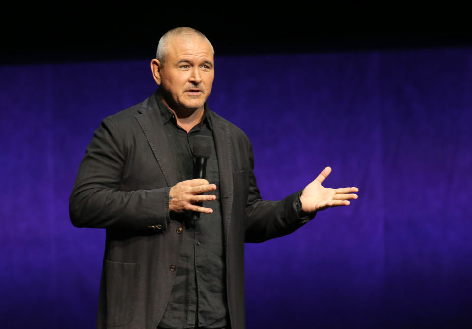 LAS VEGAS, NEVADA - APRIL 04: Director Tim Miller speaks during Paramount Pictures exclusive presentation during CinemaCon at The Colosseum at Caesars Palace on April 04, 2019 in Las Vegas, Nevada. CinemaCon is the official convention of the National Association of Theatre Owners. (Photo by Gabe Ginsberg/WireImage)