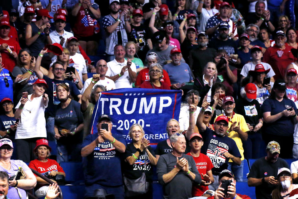 Image: Supporters cheer before the start of a campaign rally for President Donald Trump in Tulsa, Okla., on June 20, 2020. (Sue Ogrocki / AP)